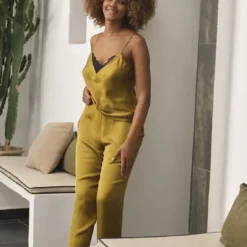 Ensemble Pyjama Sans Complexe Shiny - Caraco et Pantalon Vert