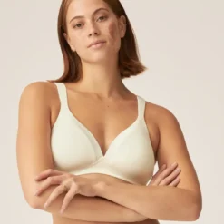 Naturana Soutien-gorge Sans Armatures Avec Coque Et Ruban Brillant - Ecru