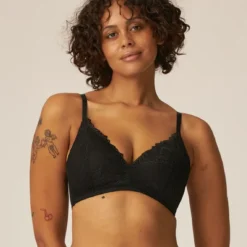 Naturana Soutien-gorge à Bonnets Souples Et Dentelle - Noir