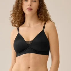 Naturana Soutien-gorge sans Armatures Noir avec Détails en Maille