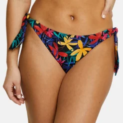 Culotte De Maillot De Bain Taille Basse - Noire - Florale