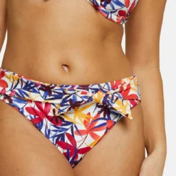 Culotte De Maillot De Bain Classique - Blanche- Florale