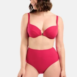 Culotte De Bain Taille Haute Rouge - Glamourous Textured -FITANCY Boutique bas de bain taille basse rose 3426430 4 1140x1140