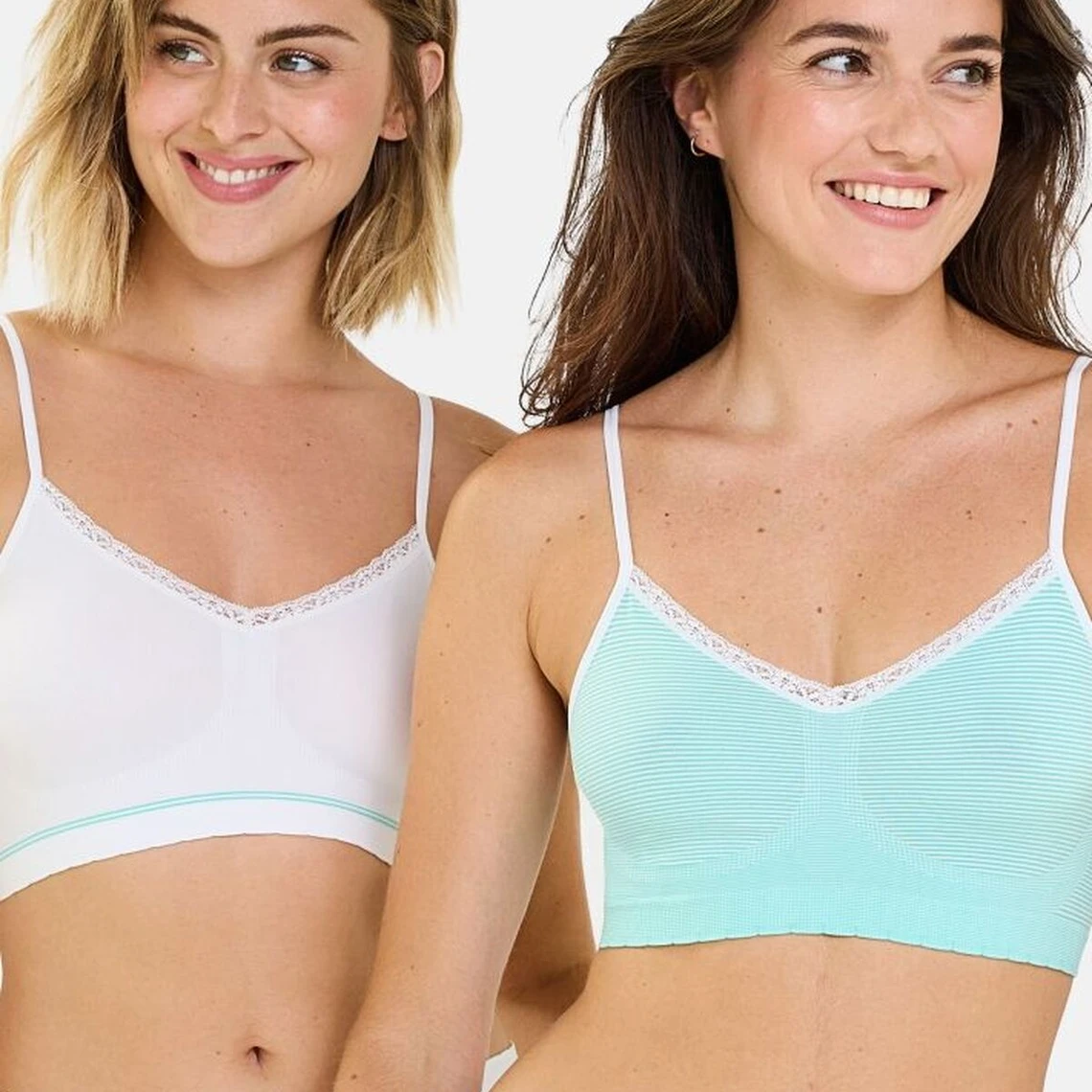 Lot De 2 Brassières Sans Armatures - Vert Et Blanc 4 Lot De 2 Brassières Sans Armatures - Vert Et Blanc – Image 2