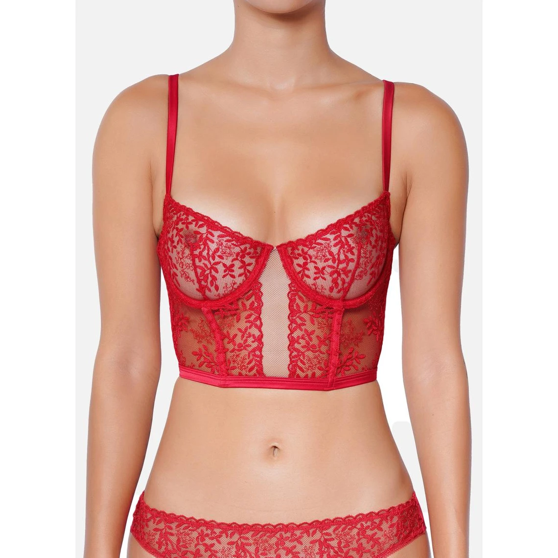 Huit Lingerie Eglantine Bustier - Red Floral Embroidery 4 Huit Lingerie Eglantine Bustier - Red Floral Embroidery – Image 2