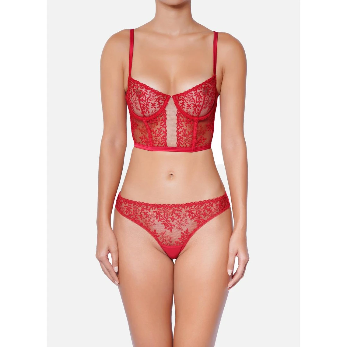 Huit Lingerie Eglantine Bustier - Red Floral Embroidery 8 Huit Lingerie Eglantine Bustier - Red Floral Embroidery – Image 6