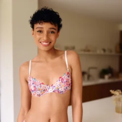 Billet Doux - Soutien-Gorge Emboitant à Armatures - Imprimé Floral Blanc et Rose