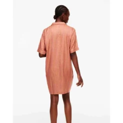 Haut De Pyjama - Chemise Longue à Manches Courtes - Orange Femilet- ANNA -FITANCY Boutique haut de pyjama chemise a manches courtes orange 3350946 5 1140x1140