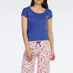 Ensemble Pyjama Femme Corsaire - Haut Uni Et Bas Imprimé -FITANCY Boutique nf 3562026 6 1140x1140