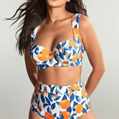 Culotte De Bain Taille Haute Avec Ceinture - Orange/Blanc -FITANCY Boutique panache maillot culotte de bain taille haute avec ceinture orangeblanc 3558278 6 666163ca76283 1140x1140