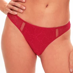 Simone Perele Culotte En Dentelle Et Maille Rouge