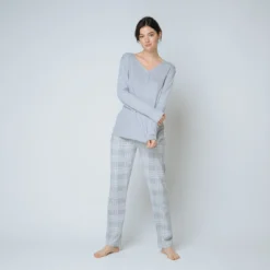 Pyjama Deux Pièces, Pantalon à Carreaux -FITANCY Boutique pyjama deux pieces pantalon a carreaux 3200538 3 1140x1140