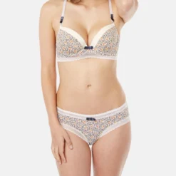 Pomm'Poire Shorty Nairobi en Microfibre et Dentelle - Ivoire/Pêche -FITANCY Boutique shorty ivoirepeche nairobi pommpoire blanc 1180985 4 1140x1140