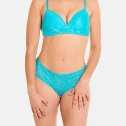 Pomm Poire Shorty Turquoise Savane - Lingerie en Dentelle Fleurie -FITANCY Boutique shorty turquoise savane bleu 3662575 7883695 95 1140x1140