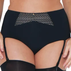 Curvy Kate Deluxe Slip Taille Haute & Porte-Jarretelles Amovibles Black Amande -FITANCY Boutique slip taille haute avec porte jarretelles amovibles curvy kate deluxe black amande 3 1140x1140