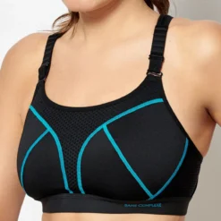 Sans Complexe Sport Passion - Soutien-Gorge de Sport Sans Armatures Noir/Turquoise