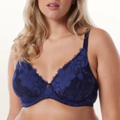 Brigitte Bardot Backstage High Support Bra - Navy Blue Lace Full Cup