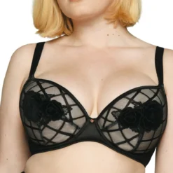 Scantilly Velvet Rose - Soutien-gorge Plongeant à Armatures Noir Argent