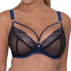 Soutien-gorge Plongeant Scantilly SUBMISSION Noir et Bleu à Armatures