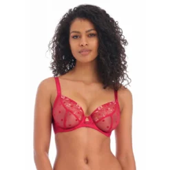Freya Awakening - Soutien-gorge Plongeant Rouge à Armatures