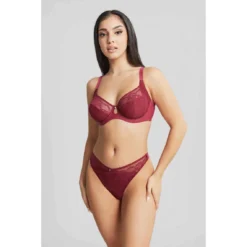 String En Dentelle Ajourée - Rouge Cleo By Panache -FITANCY Boutique string rouge 3406286 4 1140x1140