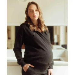 Sweat de Maternité et d'Allaitement Cache Coeur SWEETHOME - Noir
