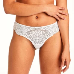 Tanga En Dentelle Florale Blanc Pomm Poire