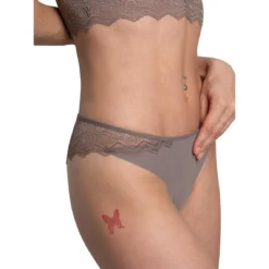 Passionata Tanga Dos En Dentelle - Gris