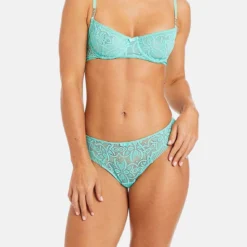 Pomm Poire Tanga Turquoise Roulotte en Dentelle Florale