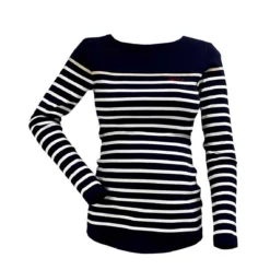 Top De Grossesse Marinière Manches Longues Bleu Cache Coeur Lingerie Crozon