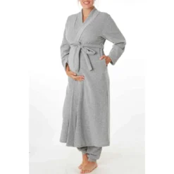 Veste Longue Grossesse Grise Cache Coeur Lingerie Sweethome